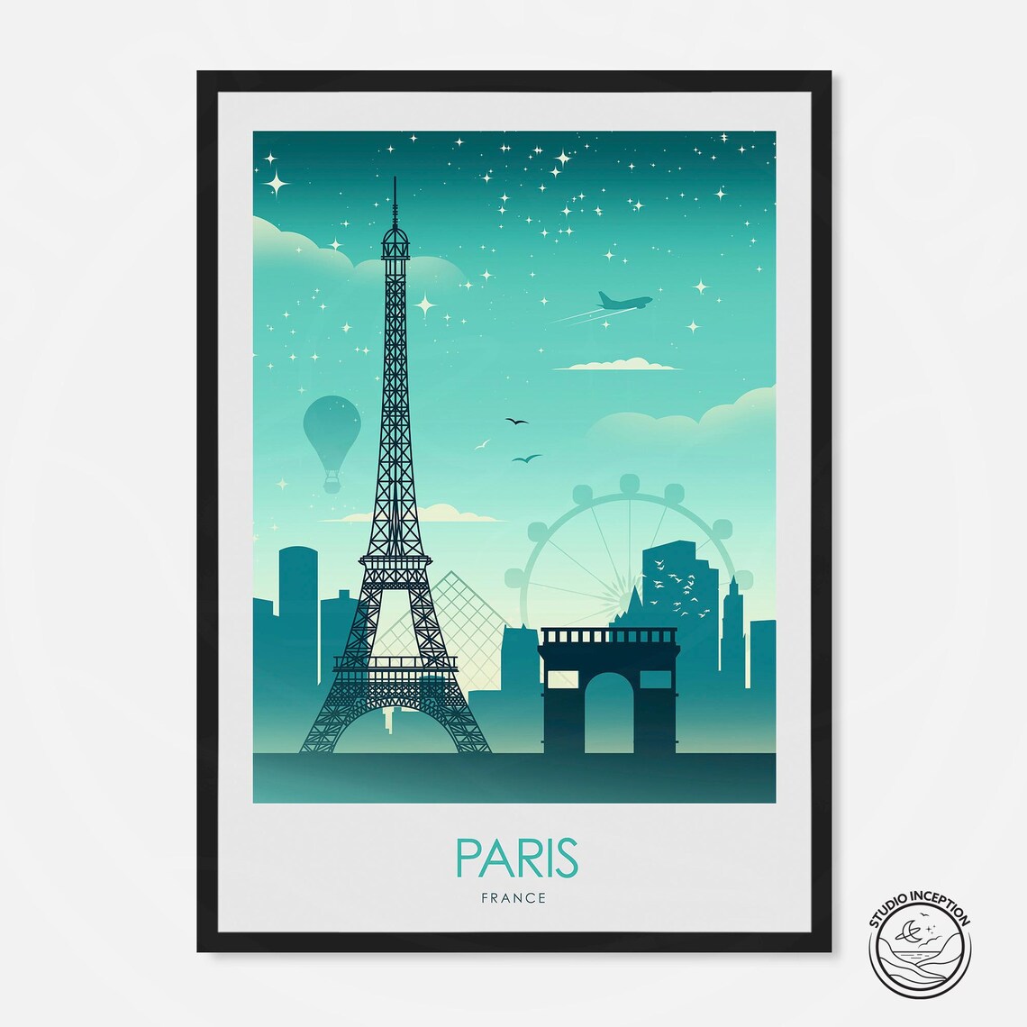 Paris France Travel Poster, Paris Wall Art Print
