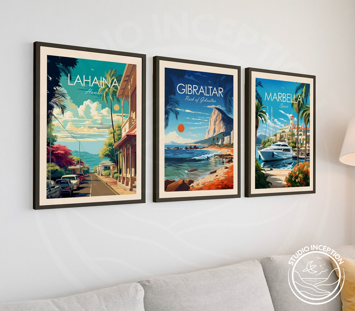 Lahaina Hawaii Historic Main Street Palm Town Maui Travel Poster - Image 2