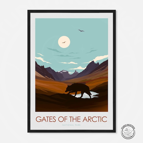 Gates Of The Arctic National Park Wolf Sunrise Travel Poster