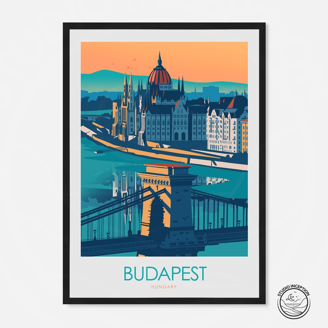 Budapest Travel Poster, Hungary City Print