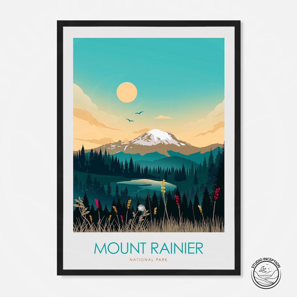 Mount Rainier Travel Poster, National Park Art Print