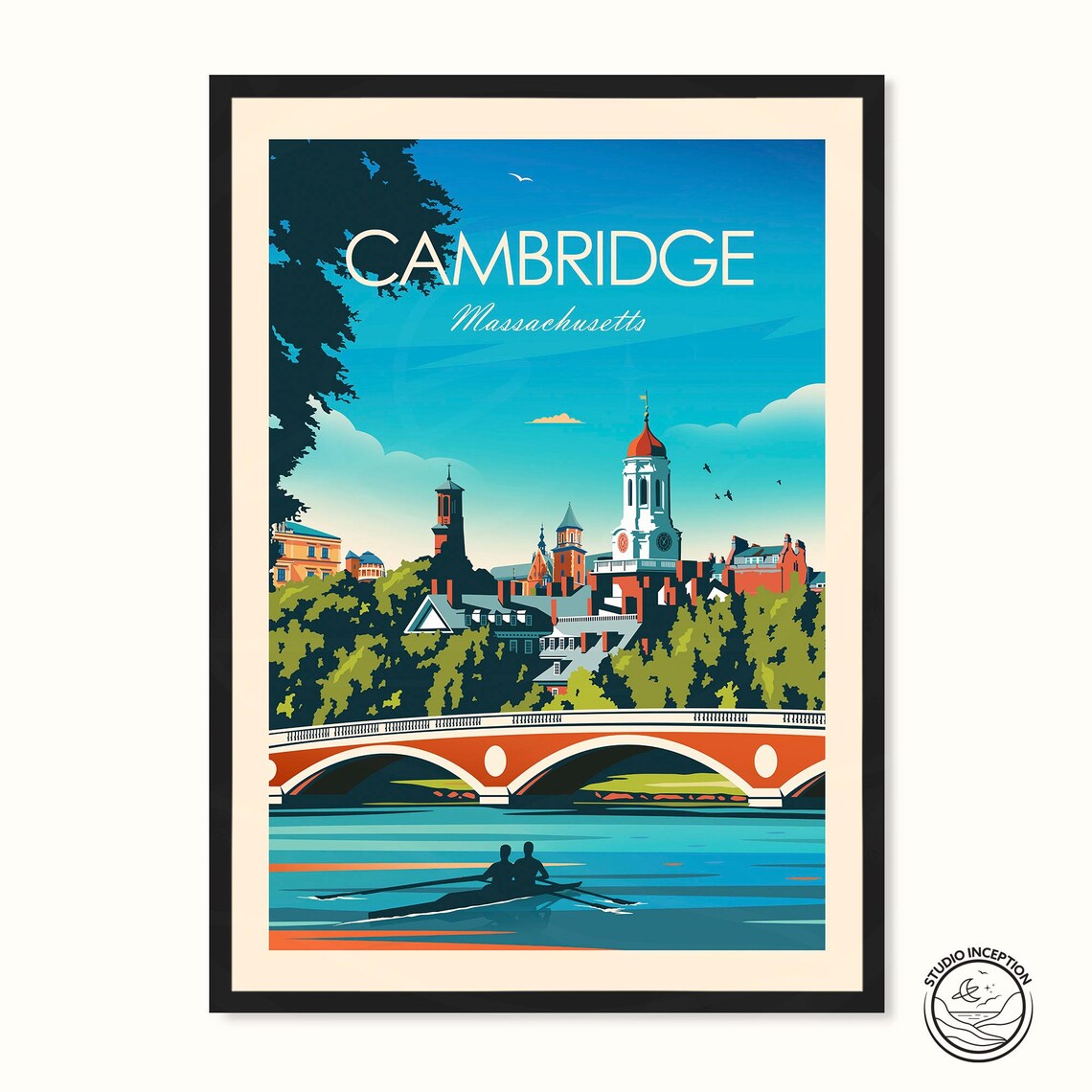 Cambridge Massachusetts Travel Poster, Harvard University