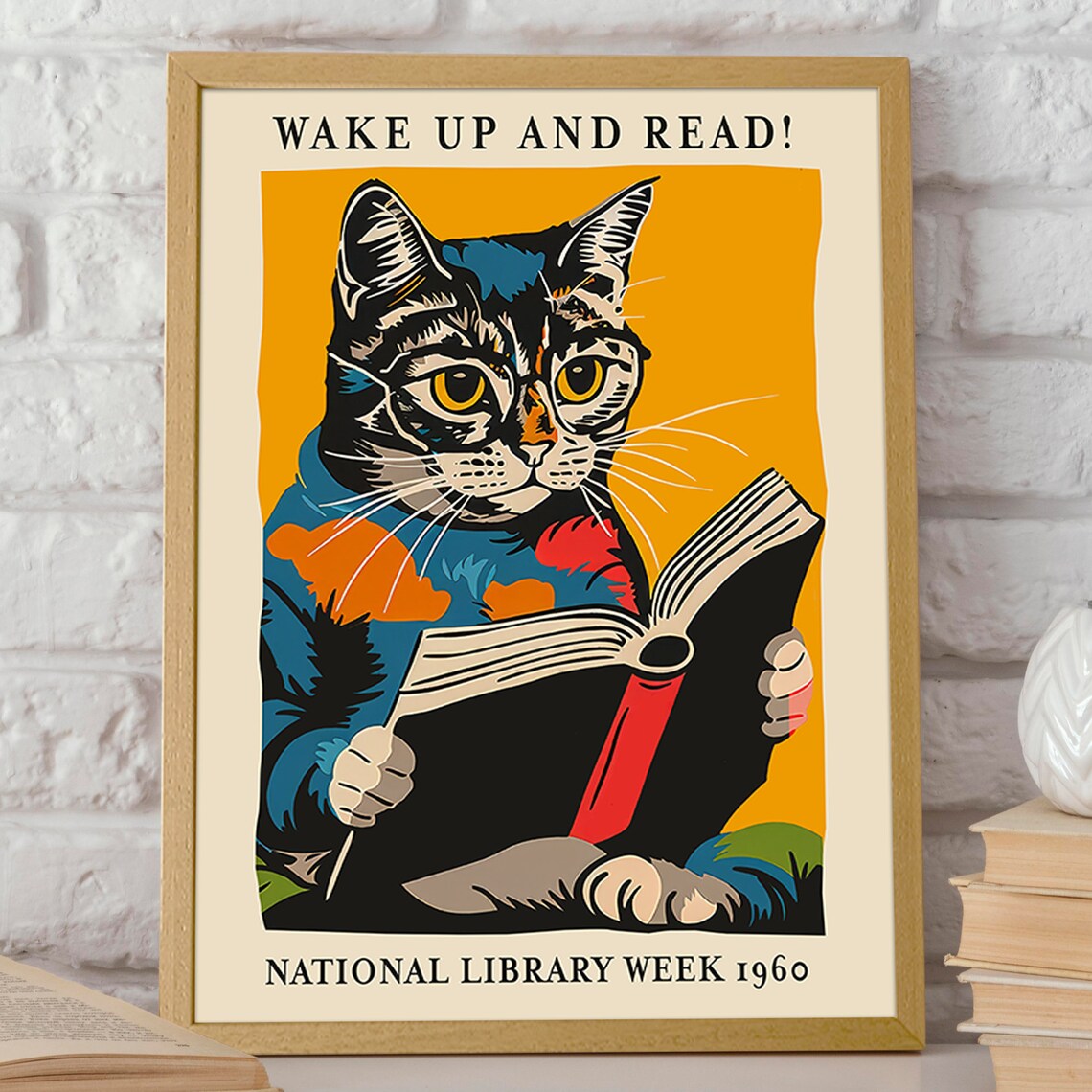Cat Reading, National Library Week 1960 Poster - Image 2