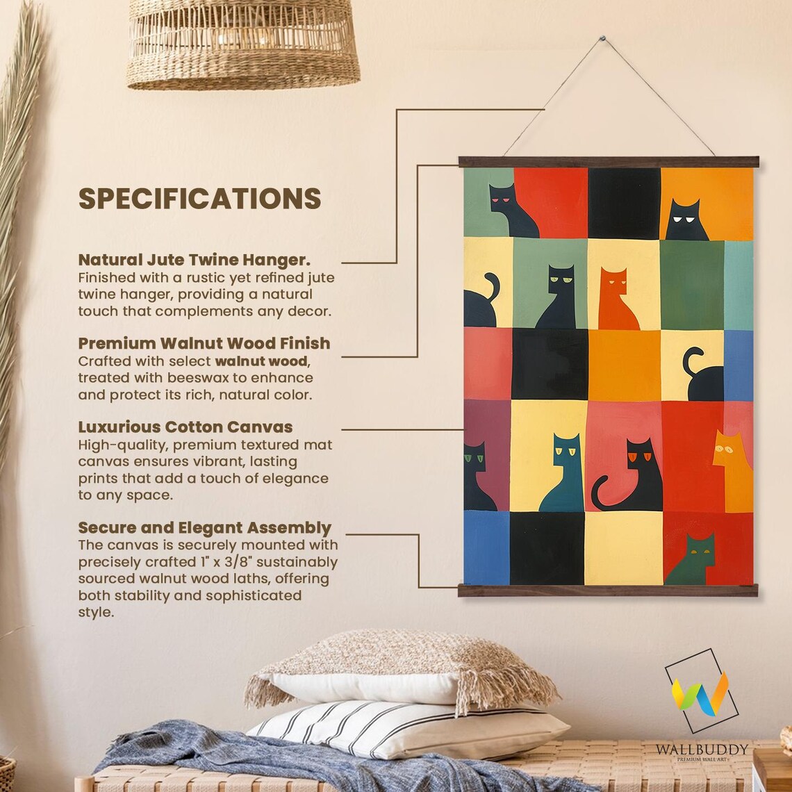 Abstract Cats, Geometric Modern Wall Decor - Image 2