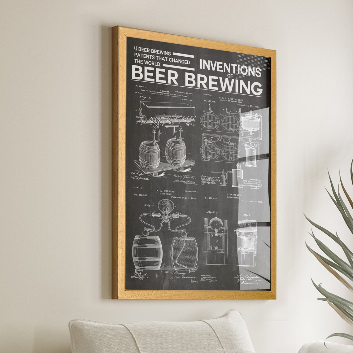 Beer Brewing Inventions Patent Poster, Craft Beer History