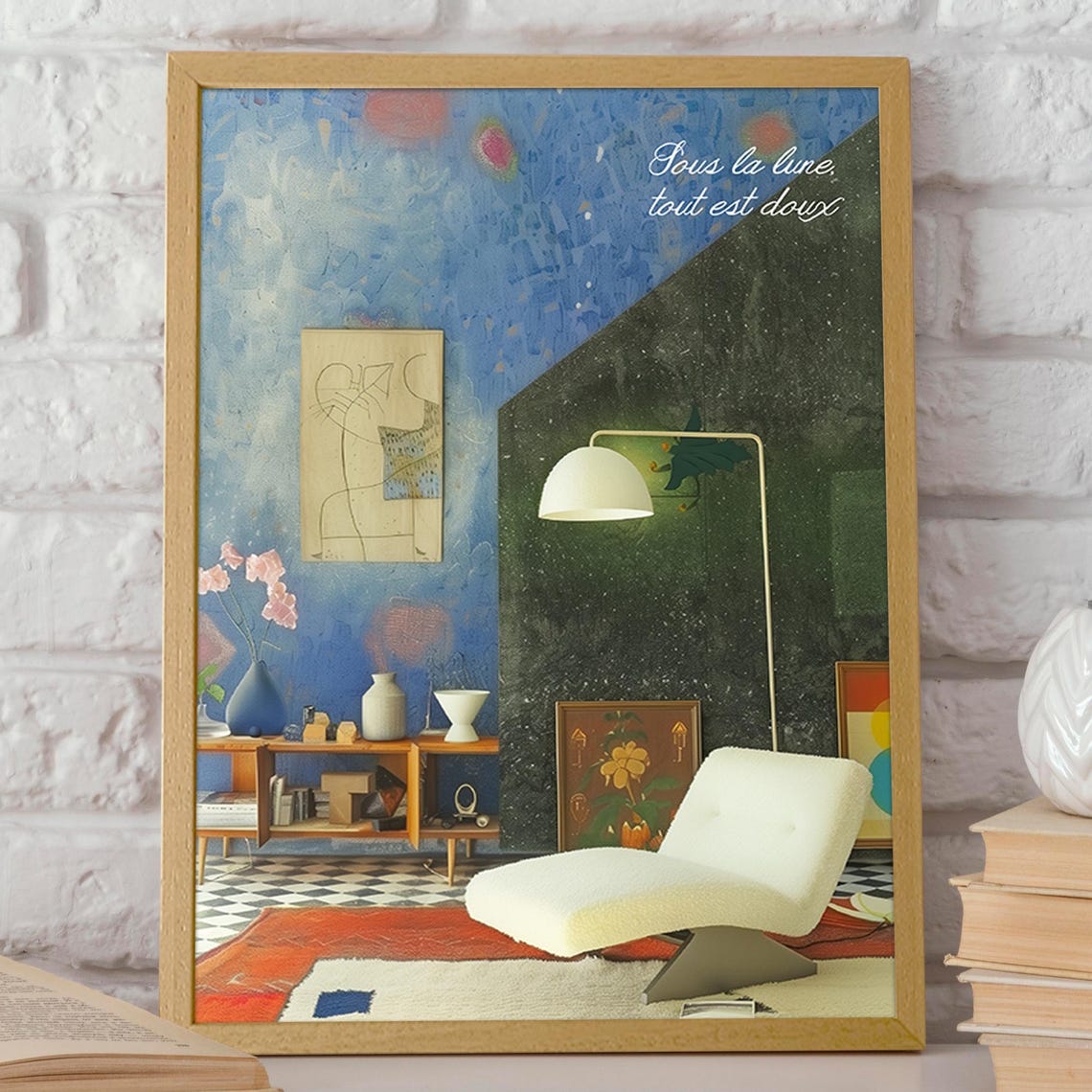 Midcentury Modern Interior Art Poster Beneath The Moons Gaze Wall Art Home Decor Print Poster Or Print - Image 2