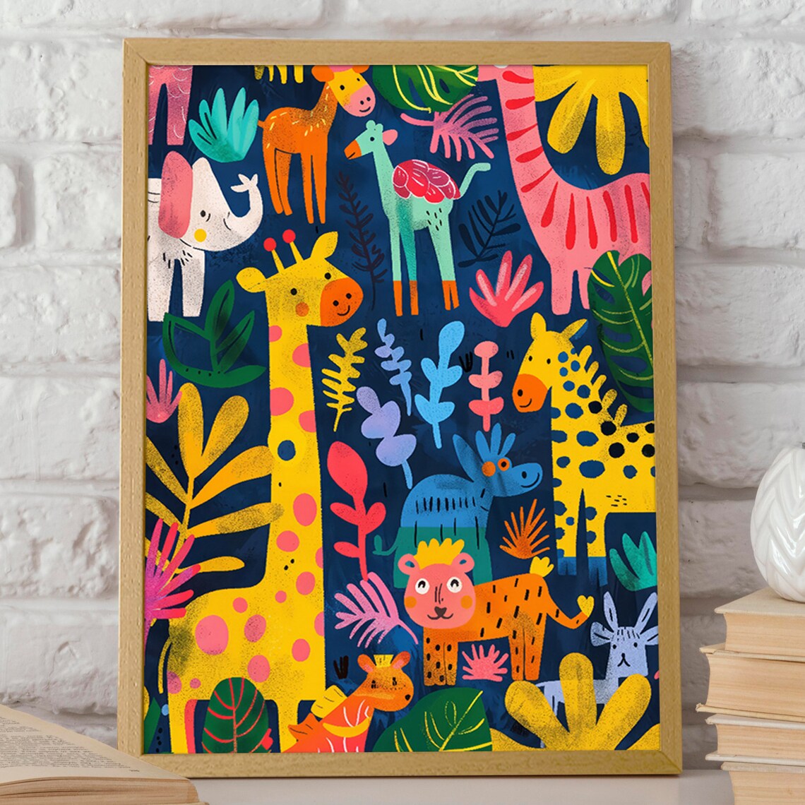 Matisse-Inspired Jungle Animal Art Print for Kids - Image 2