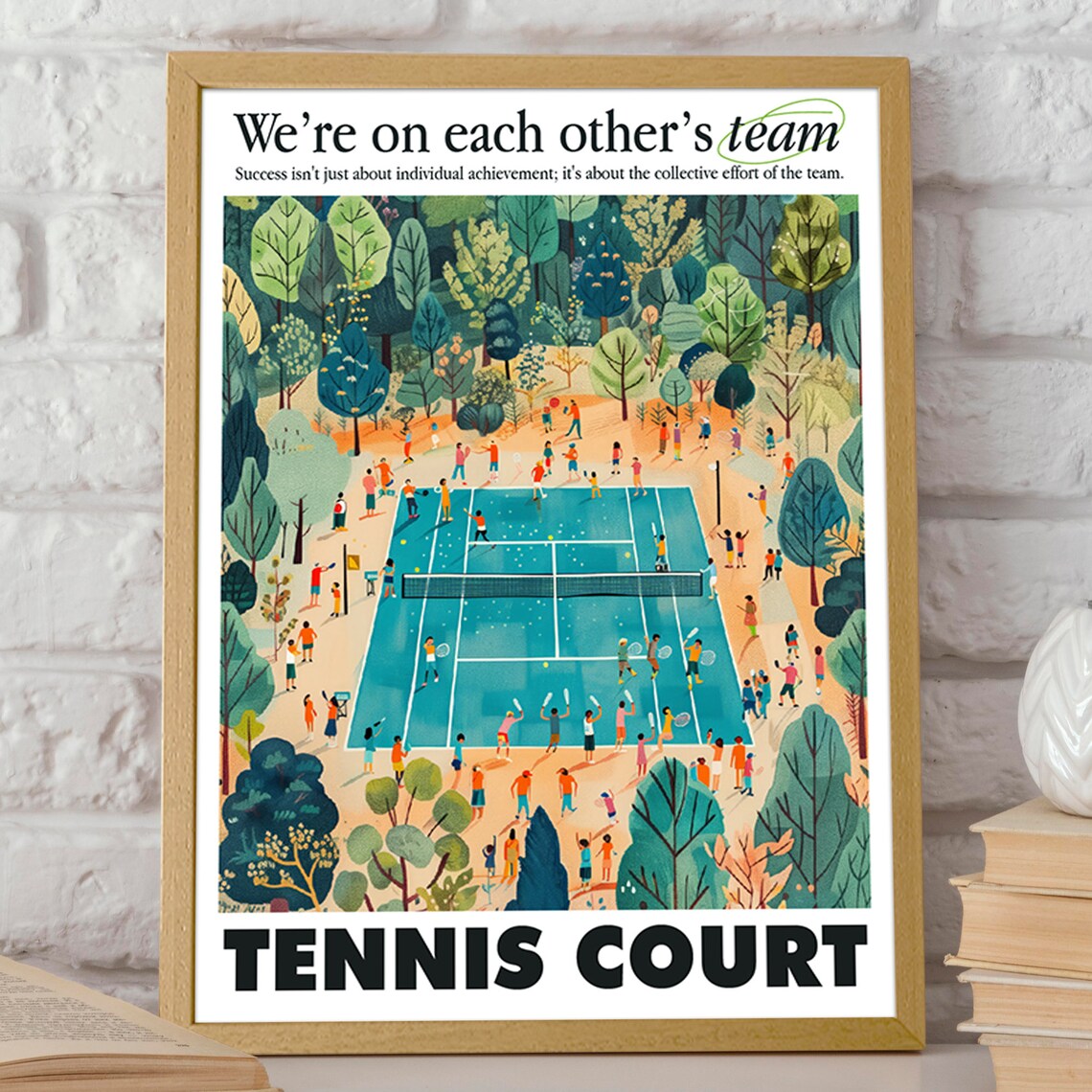 Team Spirit Tennis Court Motivational Sports Art - Image 2