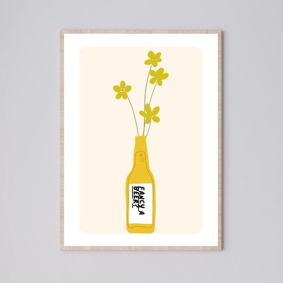 Bouquet Beer Print Funky Living Room Bar Wall Art