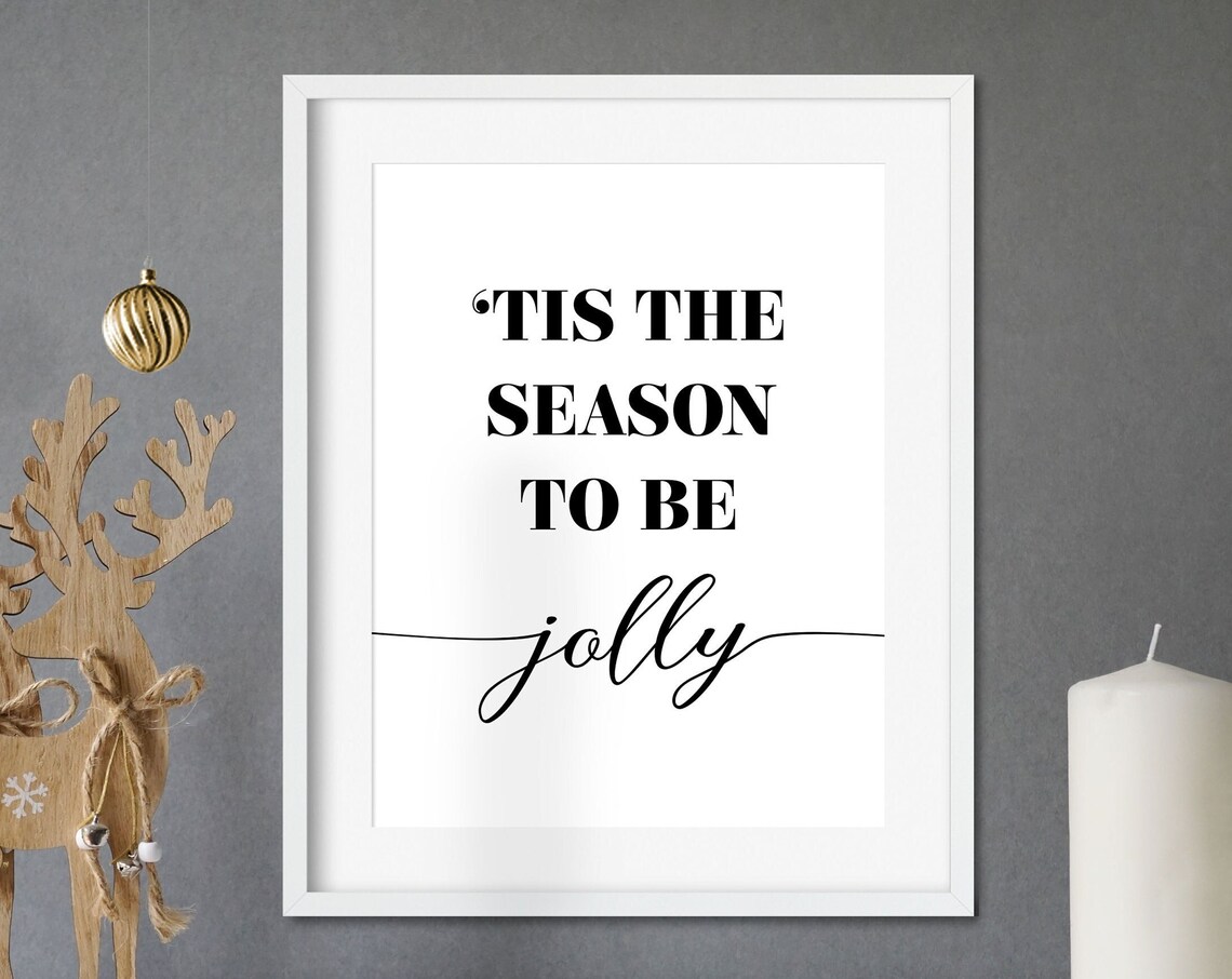 Tis The Season To Be Jolly Christmas Holiday Script Quote Poster - Image 4