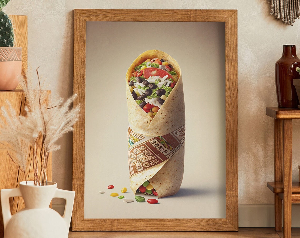 Loaded Stuffed Burrito Paper Cut Mexican Food Artwork Poster