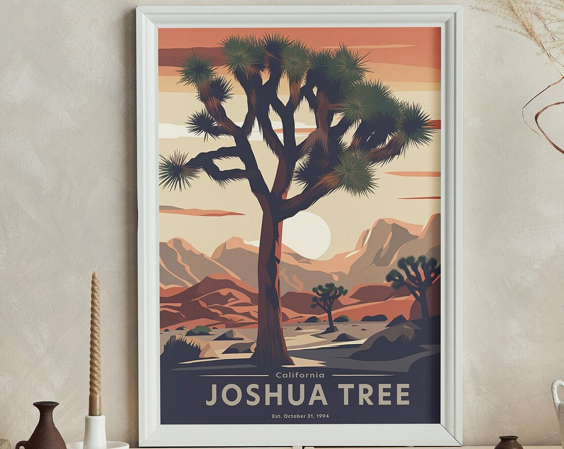 Joshua Tree California Desert Sunset National Park Travel Poster