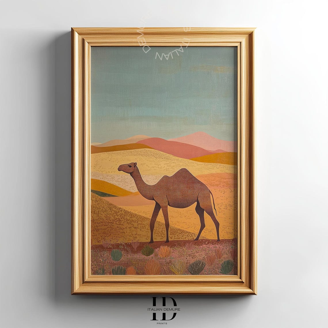 Desert Camel Boho Minimalist Earthy Landscape Wanderlust Poster