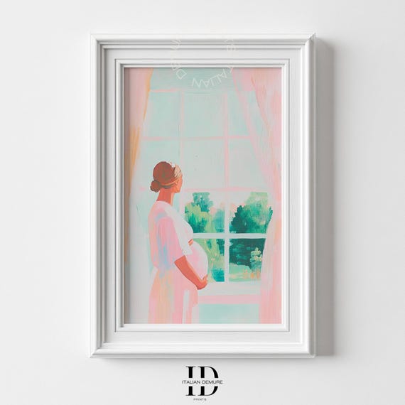 Pregnant Woman Wall Art Maternity Print Mothers Day Gift Impressionist Home Decor Pastel Artwork