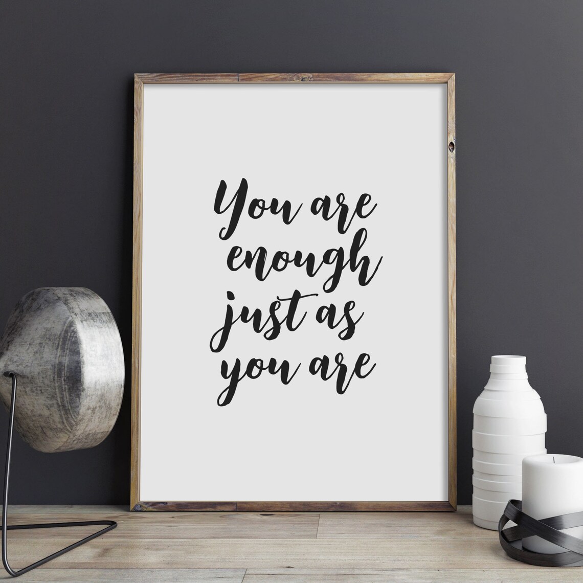 You Are Enough Just As You Are Script Quote Poster Self Love Art - Image 3