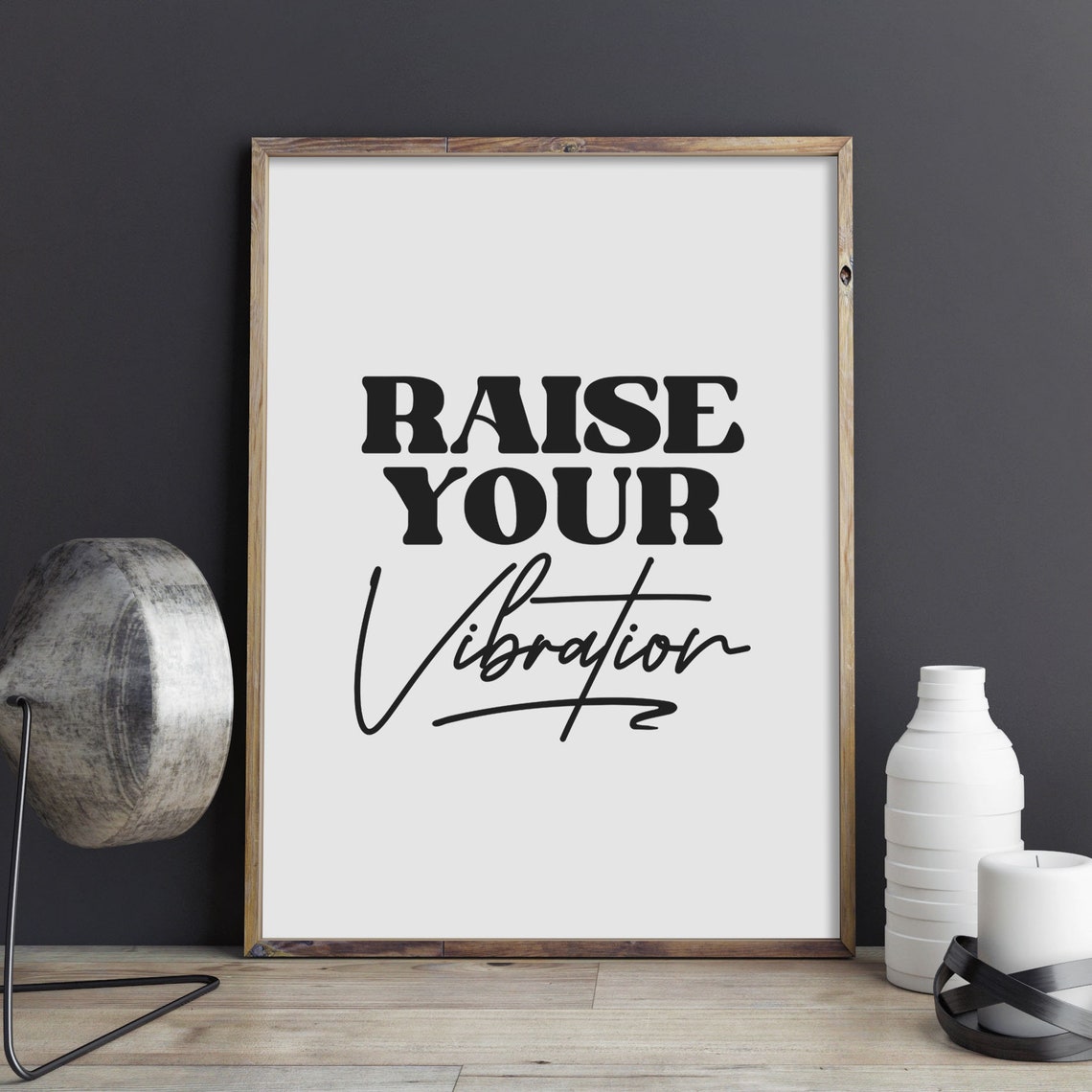 Raise Your Vibration Manifestation Quote Spiritual Poster Decor - Image 2