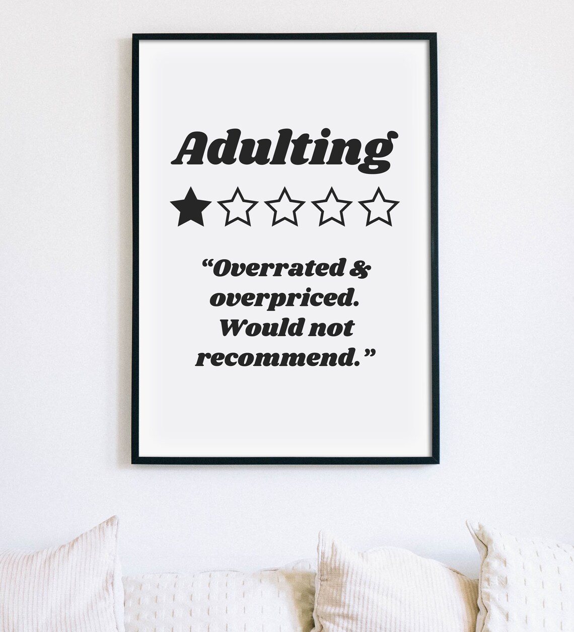 Adulting One Star Overrated Overpriced Funny Adult Review Poster - Image 2
