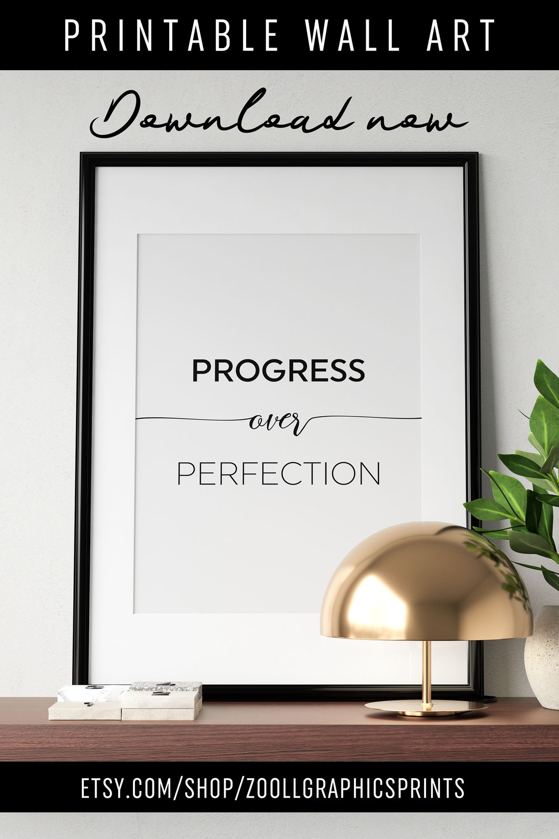 Progress Over Perfection Motivational Quote Office Poster Mindset - Image 4