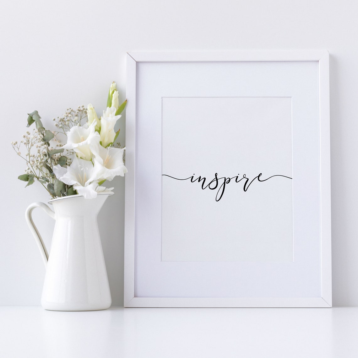 Inspire Single Word Minimalist Script Motivational Art Poster - Image 2