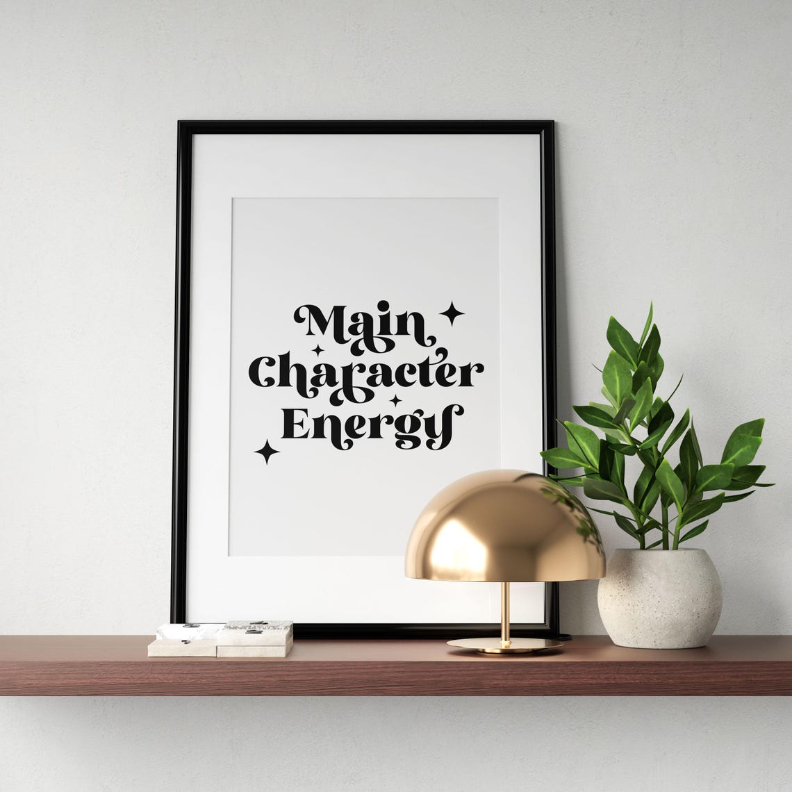 Main Character Energy Retro Typography Black and White Poster - Image 3