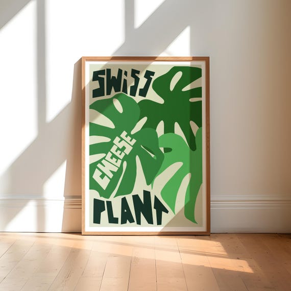 Swiss Cheese Plant Retro Poster Print