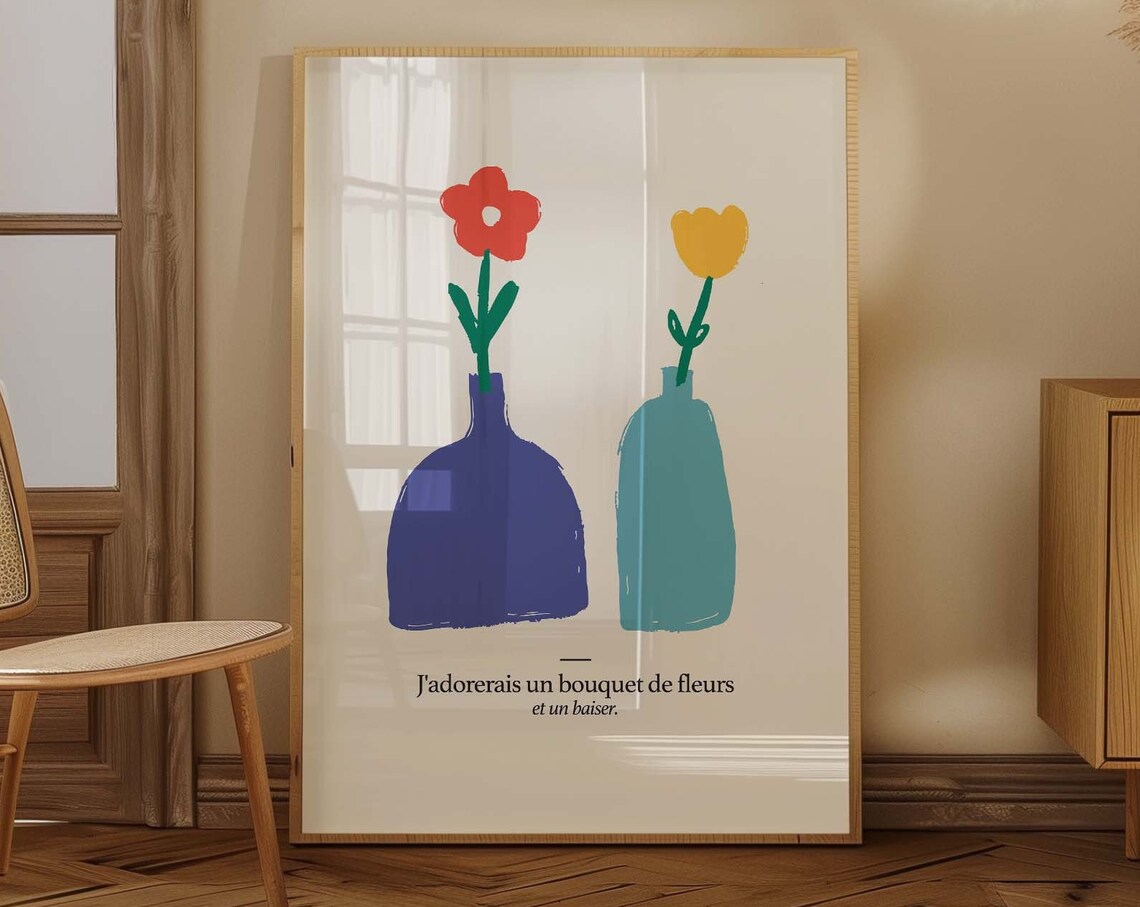 Jadorerais Un Bouquet De Fleurs French Floral Still Life Poster