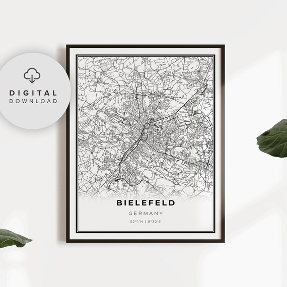 Bielefeld Germany Minimalist Black And White City Map Poster