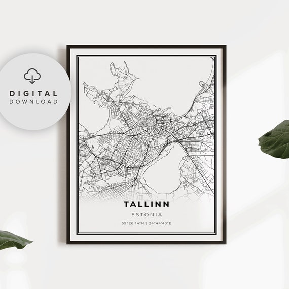 Tallinn Map Print Estonia Art Poster City Street Road Artwork Office Gifts For Np545