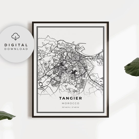 Tangier Map Print Morocco Art Poster Tingis Tanger Tangiers City Street Road Gift For A Mom Np618