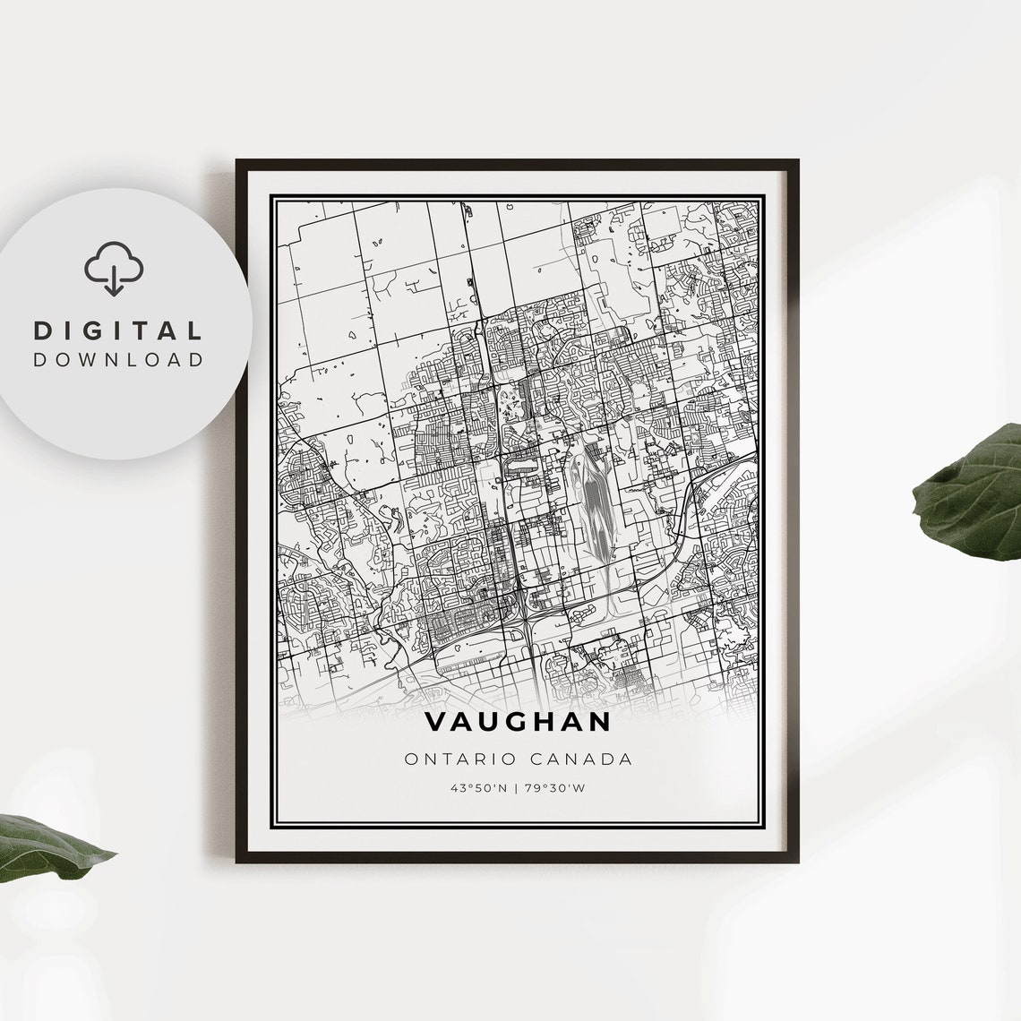 Vaughan Map Print Ontario On Canada Art Poster City Street Road Wall Decor Np430
