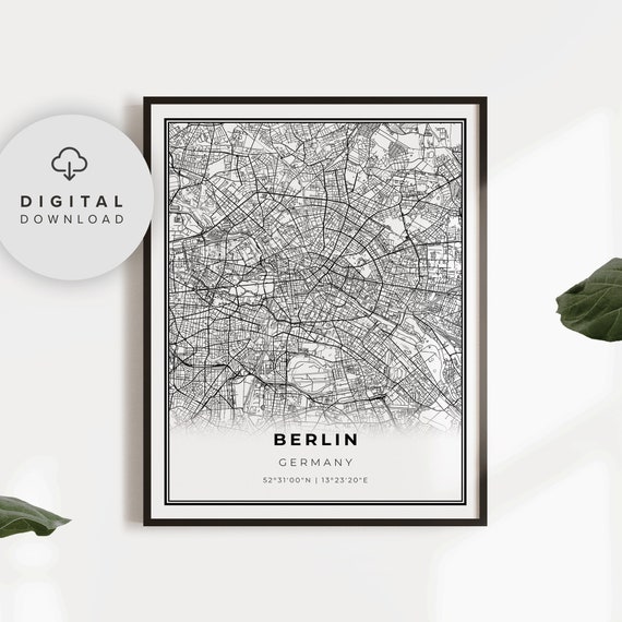 Berlin Map Print Germany Art Poster City Street Road Office Modern Np923