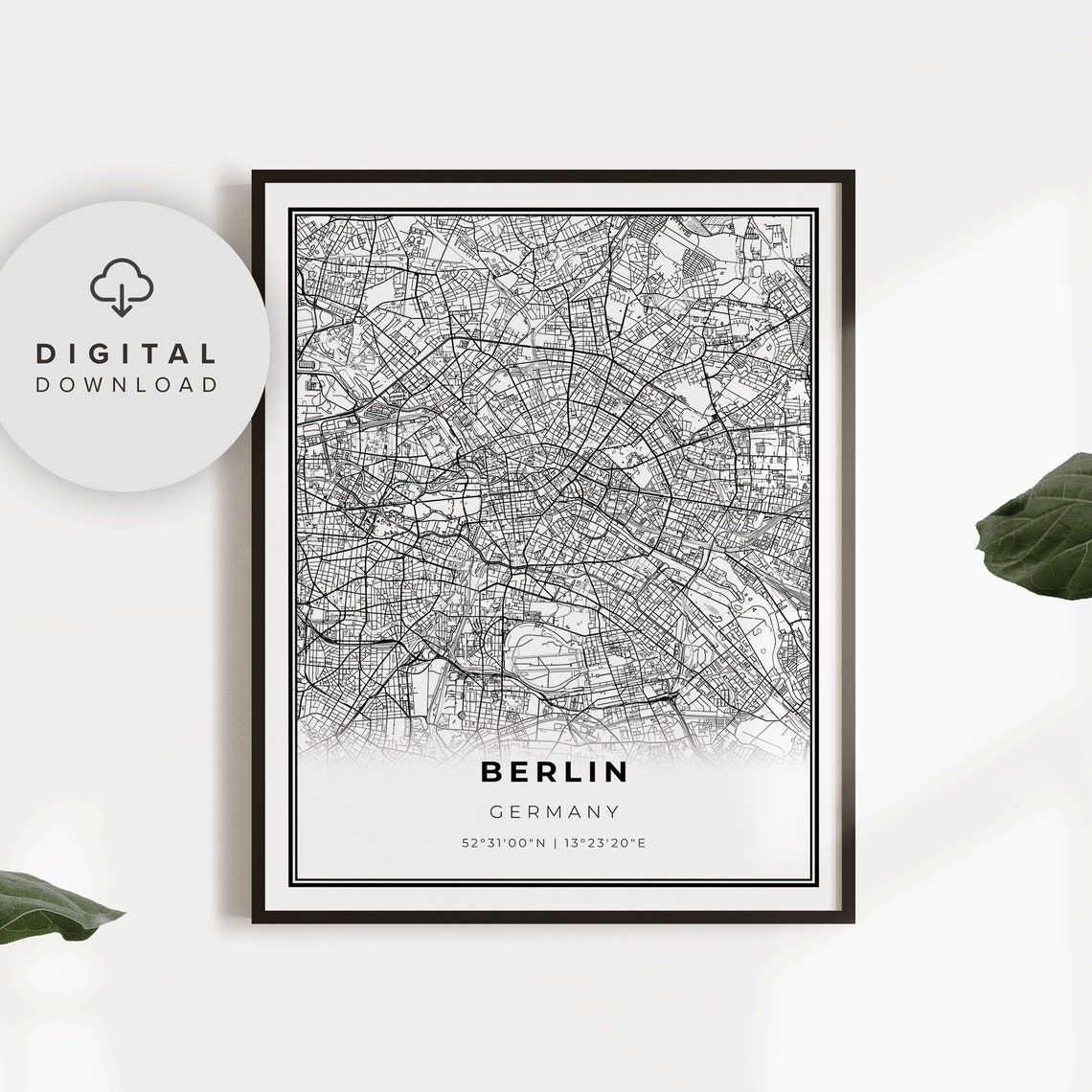 Berlin Map Print Germany Art Poster City Street Road Office Modern Np923