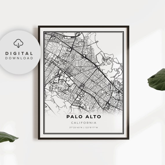 Palo Alto Map Print Ca Usa Art Poster City Street Road Artwork Np240