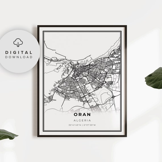 Oran Map Print Algeria Art Poster Algiers City Street Road Office Np865