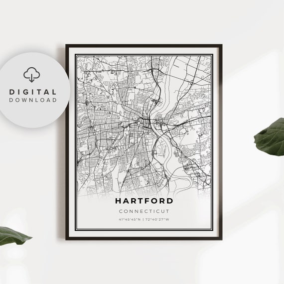 Hartford Map Print Connecticut Ct Usa Art Poster City Street Road Np295