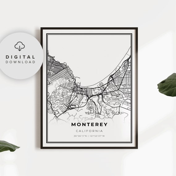 Monterey Map Print Ca Usa Art Poster Carmel City Street Road Np298