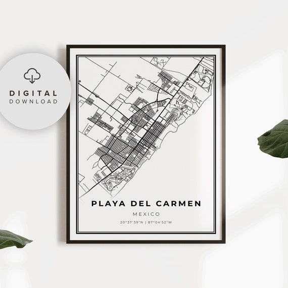 Playa Del Carmen Map Print Mexico Art Poster Riviera Maya City Street Road Gift Grandpa Np910