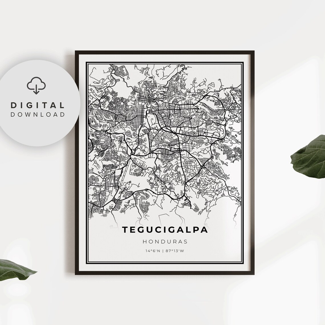 Tegucigalpa Honduras City Street Map Line Art Minimalist Poster