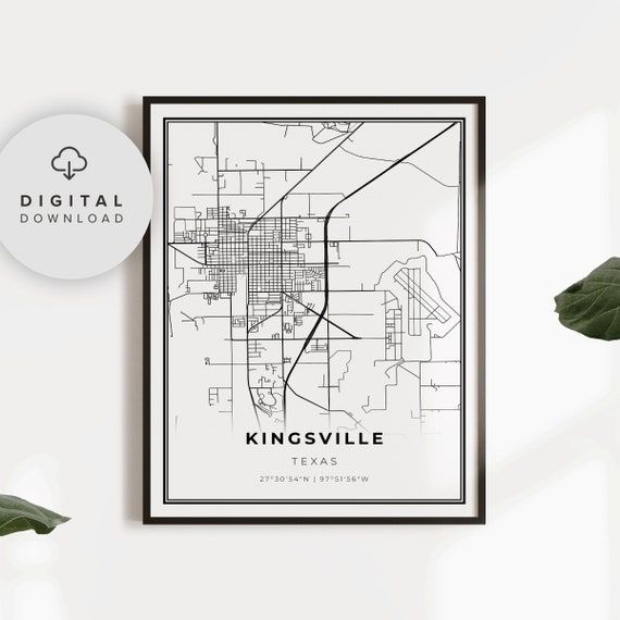 Kingsville Map Print Texas Tx Usa Art Poster City Street Road Prints Np321