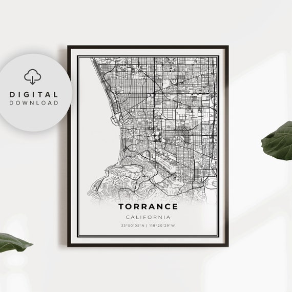 Torrance Map Print Ca Usa Art Poster City Street Road Gift Boss Np170