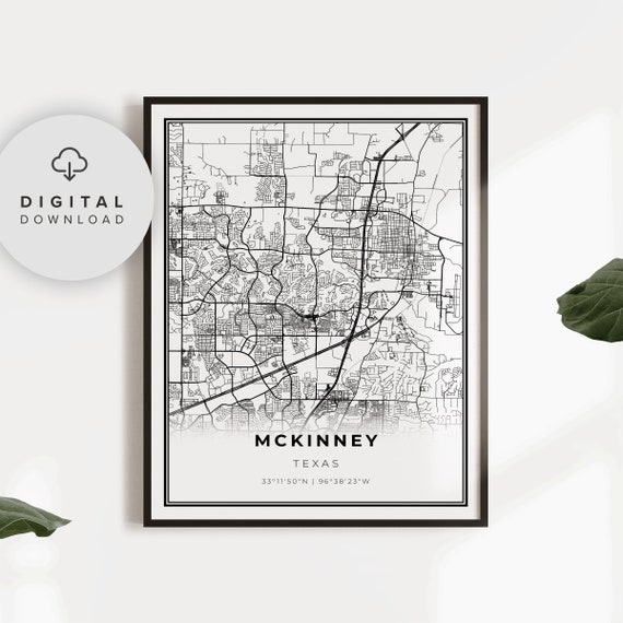 Mckinney Map Print Texas Tx Usa Art Poster City Street Road Wall Office Np274