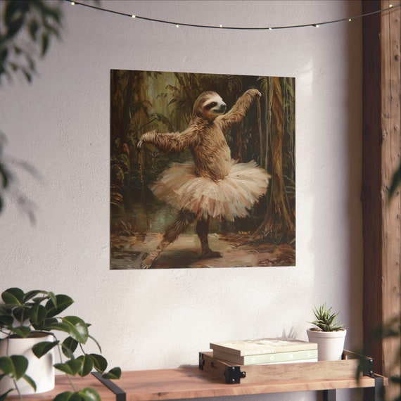 Sloth Ballerina, Funny Abstract Humor Poster