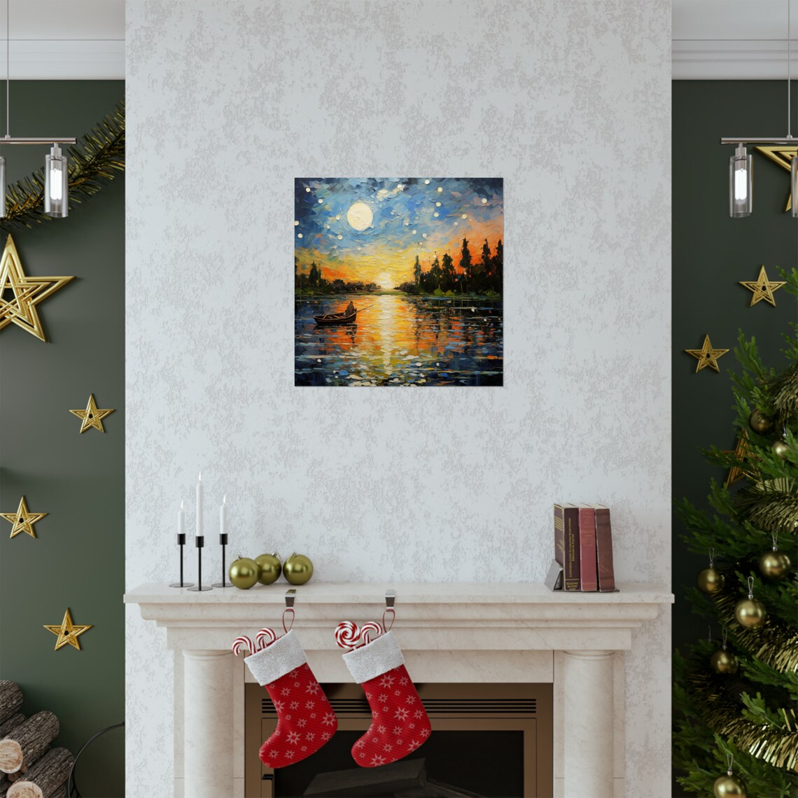 Lake Life Post-Impressionist Art Print, Evening On The Lake - Image 2