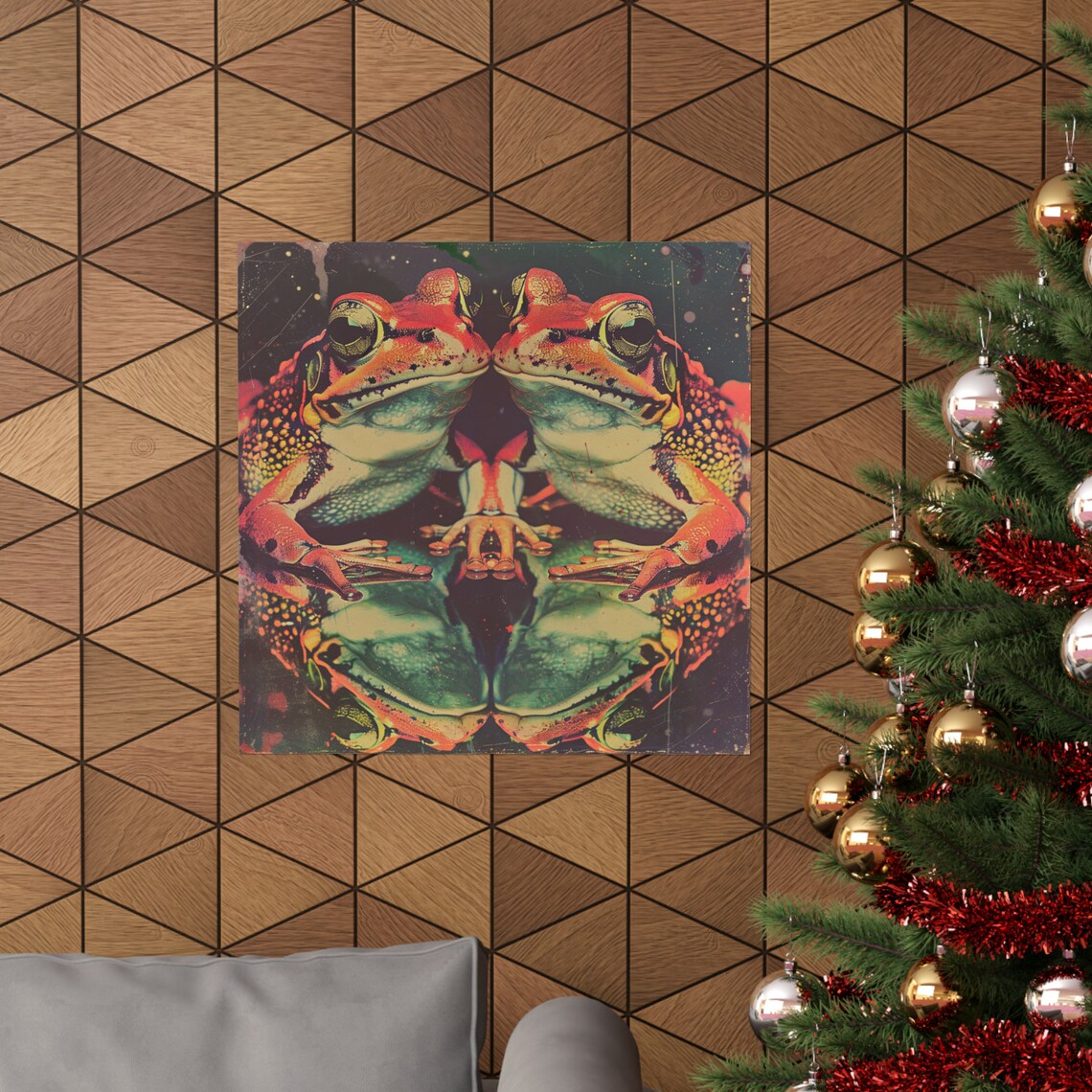Vintage Trippy Red Tree Frog Poster, Psychedelic Animal - Image 4