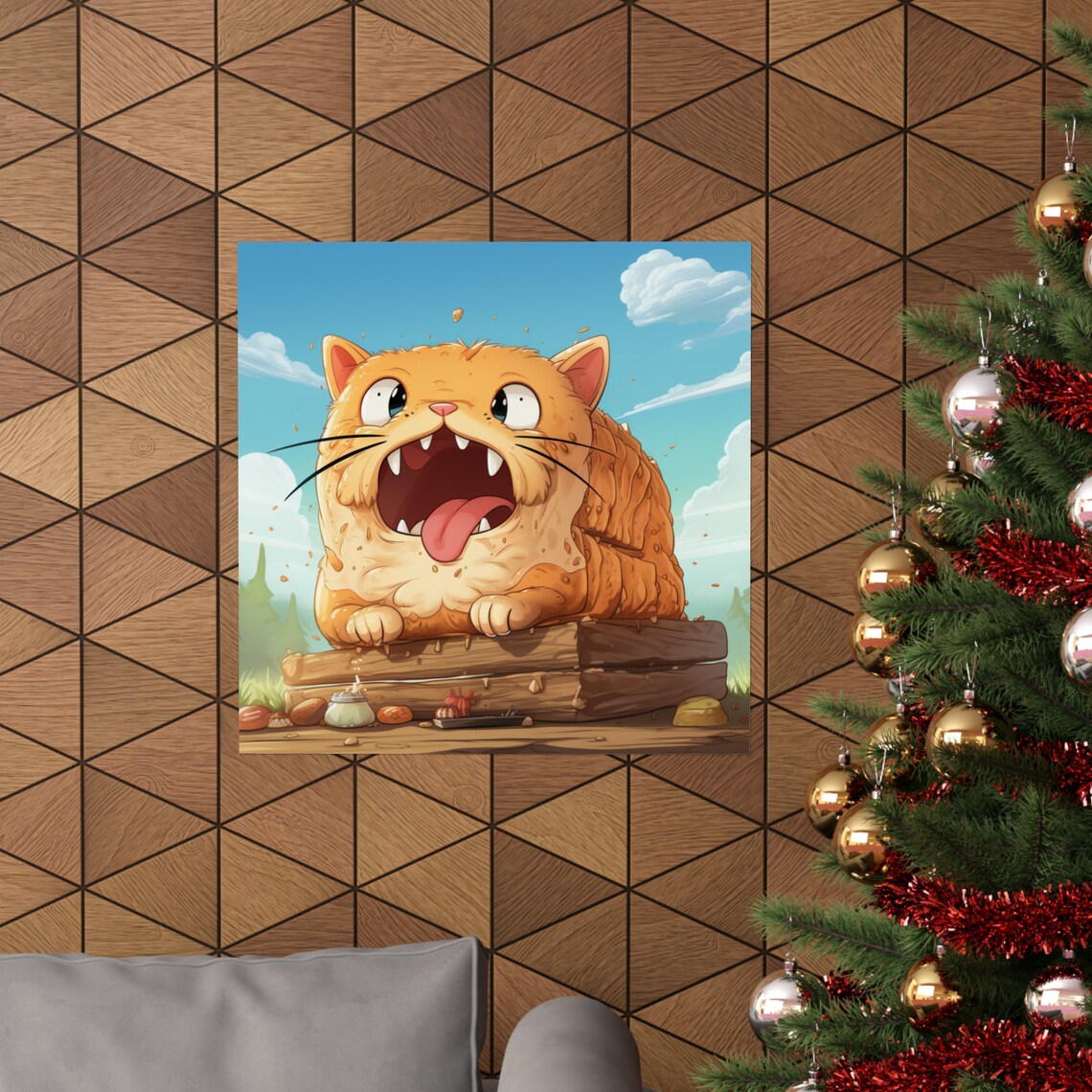 Orange Cat Loaf Poster, Happy Cat Joke Art - Image 4