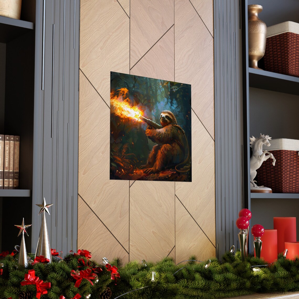 Flamethrower Sloth, Sloth Humor Poster - Image 3
