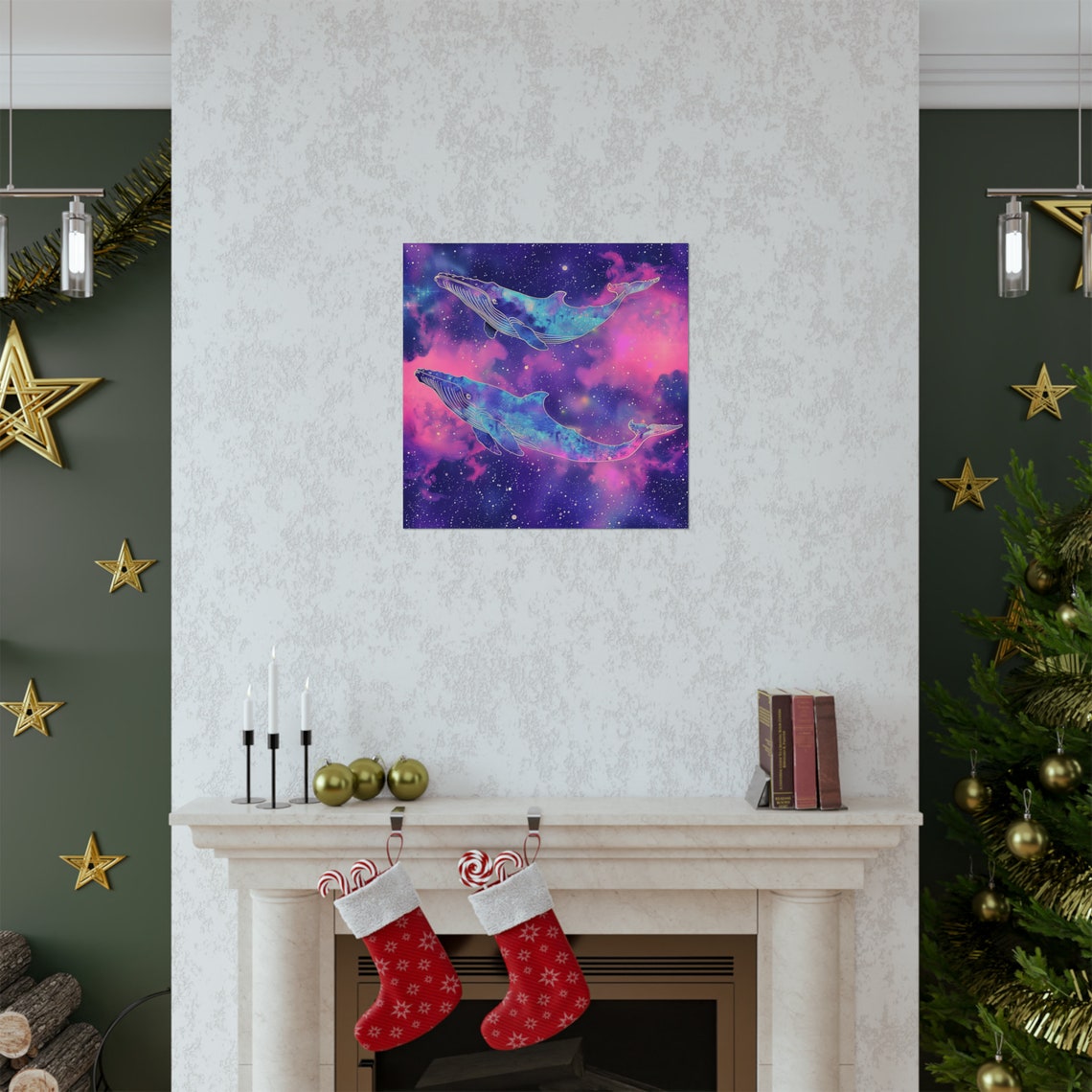 Cosmic Space Whales, Trippy Space Cosmos Art Print - Image 2