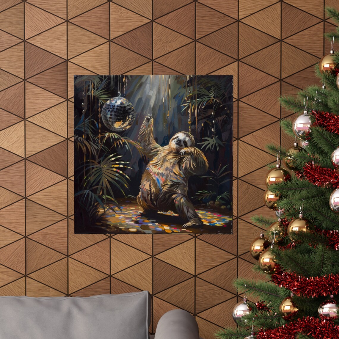 Disco Sloth Party Animal, Funny Sloth Humor Poster - Image 4