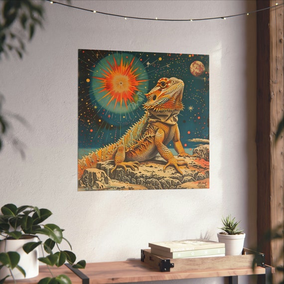 Vintage Retro Cosmic Bearded Dragon Poster
