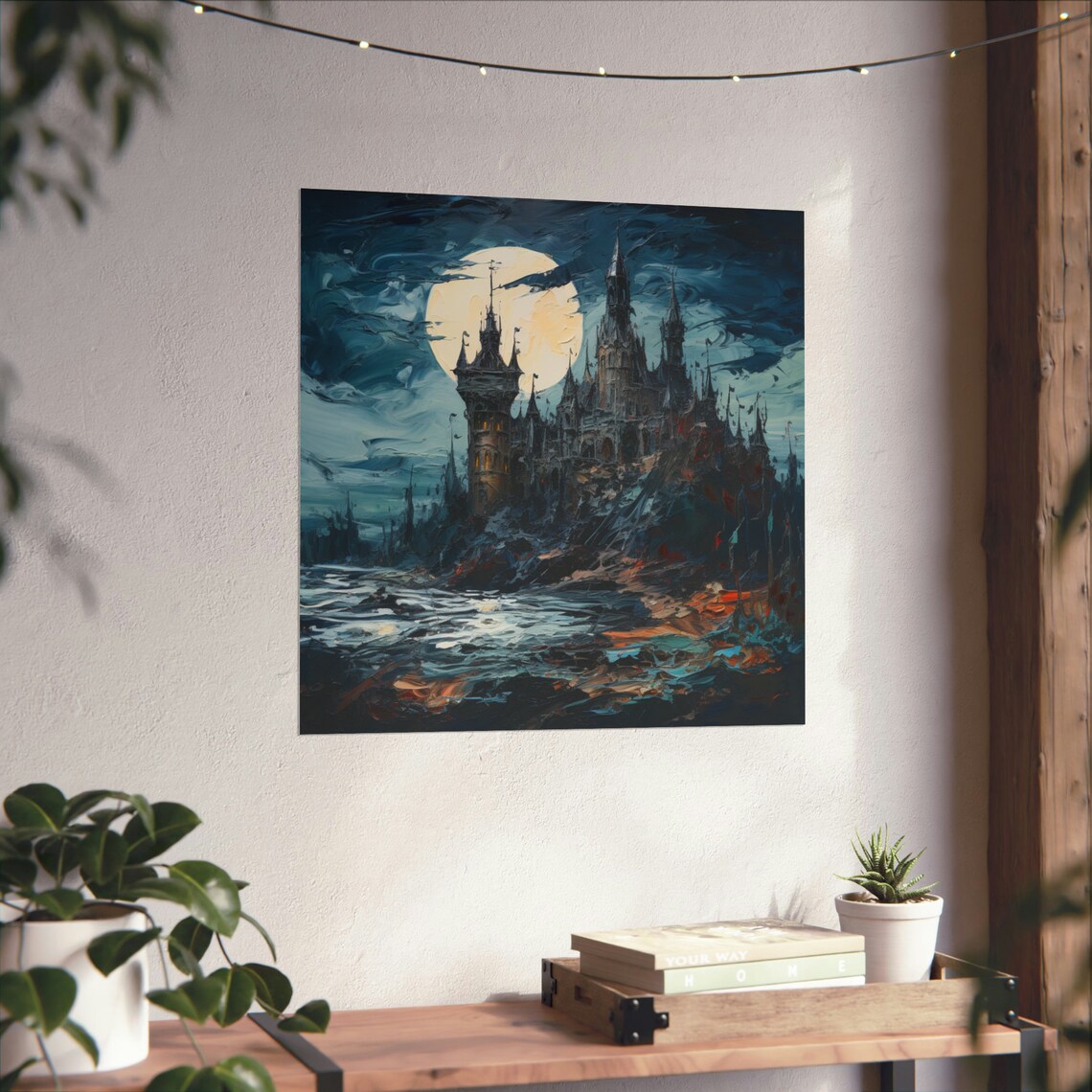 Moonlight Nightmare Castle, Post-Impressionism Art Print